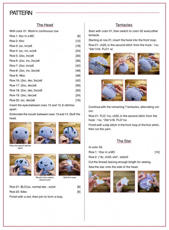 Crochet pattern PDF using the Simple template with a clean minimal two-column design